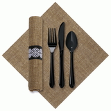 Hoffmaster 120006 Printed FashnPoint CaterWrap Napkin Rolled Cutlery, 15-1/2" x 15-1/2", Ultra Ply, Burlap