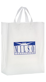 Custom Clear Frosted Soft Loop Shopper Bag, 13" W x 5" Gussets x 16" H