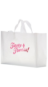Custom Clear Frosted Soft Loop Shopper Bag, 16" W x 6" Gussets x 12" H