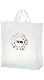 Custom Clear Frosted Soft Loop Shopper Bag, 16" W x 6" Gussets x 18" H