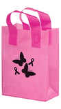 Custom Pink Awareness Color Frosted Soft Loop Shopper Bag-Flexo, 10