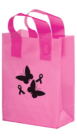 Custom Pink Awareness Color Frosted Soft Loop Shopper Bag-Flexo, 10" x 13"