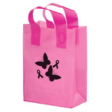 Custom Pink Awareness Color Frosted Soft Loop Shopper Bag-Flexo, 8