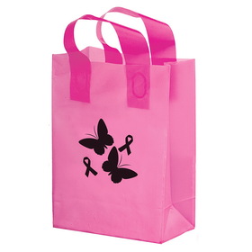 Custom Pink Awareness Color Frosted Soft Loop Shopper Bag-Flexo, 8" x 11"