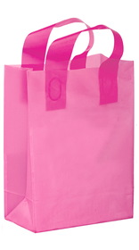 Blank Pink Color Frosted Soft Loop Shopper Bag, 8" x 11"