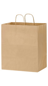 Blank Natural Kraft Paper Take-Out Twisted Paper Handle Shopper, 14 1/2" x 16 ?"