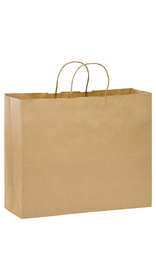 Blank Natural Kraft Twisted Paper Handle Shopper, 16"W x 12"H