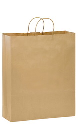 Blank Natural Kraft Twisted Paper Handle Shopper, 16"W x 19"H