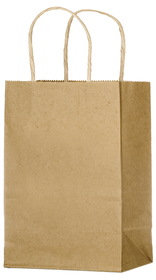 Blank Natural Kraft Twisted Paper Handle Shopper, 5 1/2"W x 8 3/8"H