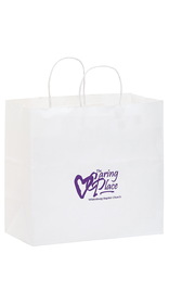 Custom White Kraft Paper Take-Out Twisted Paper Handle Shopper