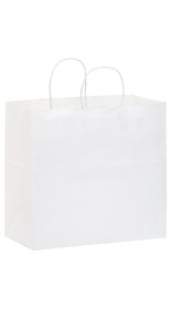 Blank White Kraft Paper Take-Out Twisted Paper Handle Shopper, 13" x 12 3/4"