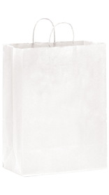 Blank White Kraft Twisted Paper Handle Shopper, 13" x 17"