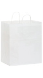 Blank White Kraft Paper Take-Out Twisted Paper Handle Shopper, 14 1/2