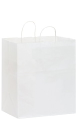Blank White Kraft Paper Take-Out Twisted Paper Handle Shopper, 14 1/2" x 16 ?"