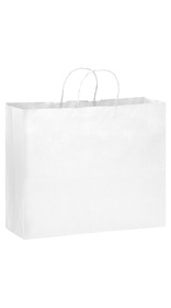 Blank White Kraft Twisted Paper Handle Shopper, 16" x 12"