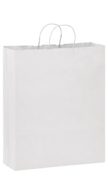 Blank White Kraft Twisted Paper Handle Shopper, 16" x 19"