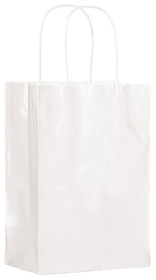 Blank Gloss White Twisted Paper Handle Shopper, 5" x 8"