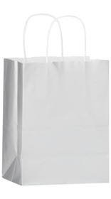 Blank Gloss White Twisted Paper Handle Shopper, 8" x 10.5"
