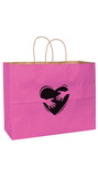 Custom Pink Awareness Matte Color Twisted Paper Handle Shopper-Flexo, 16