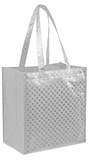 Blank Metallic Gloss Designer Grocery Tote Bag With Patterned Finish and Poly Board Insert
