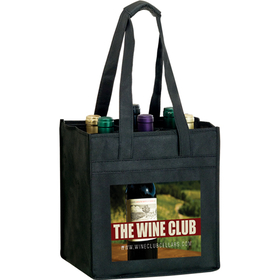 Custom VINE6EV 10"W X 7"Gusset X 11"H Wine Bags--Vineyard Collection With Velcro Closure Handles