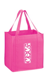 Custom Awareness Pink Heavy Duty Non-Woven Grocery Tote Bag With Poly Board Insert, 12" x 13"