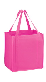 Blank Awareness Pink Heavy Duty Non-Woven Grocery Tote Bag With Poly Board Insert, 12" x 13"