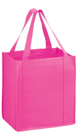 Blank Awareness Pink Heavy Duty Non-Woven Grocery Tote Bag With Poly Board Insert, 13" x 15"