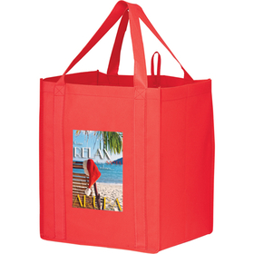 Custom Y2KG131015EV 13"W X 10"Gusset X 15"H (With Bottom Insert) Grocery Bags With 100 GSM Non-Woven And Polypropylene Material