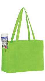 Blank Non-Woven Over-the-Shoulder Tote Bag With Side Pockets, 16" x 12"