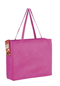 Blank Awareness Pink Non-Woven Over-the-Shoulder Tote Bag With Side Pockets