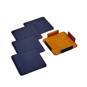 Custom Creative Gifts International Set Of 4 Leatherette Coasters - Navy