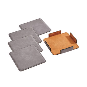 Custom Creative Gifts International Set Of 4 Leatherette Coasters - Grey