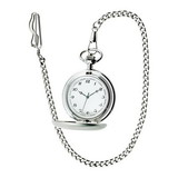 Custom Creative Gifts Brushed Stainless Steel Pocket Watch 12" Chain