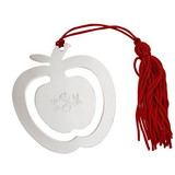 Custom Creative Gifts Apple Bookmark Red Tassel, Nickel Plate 2.875
