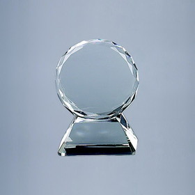 Custom Creative Gifts Round Optic Glass Trophy on Base, 5" H