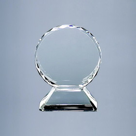 Custom Creative Gifts Round Optic Glass Trophy on Base, 5.75"