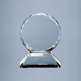 Custom Creative Gifts Round Optic Glass Trophy on Base, 6.75"