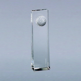 Custom Creative Gifts Optic Glass Golf Ball Obelisk, 8.75" H