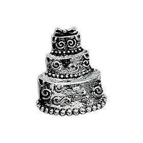 Custom Creative Gifts Peel & Press Wedding Cake Icon, Silver Plate 1.125"