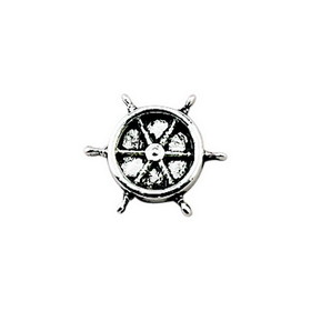 Custom Creative Gifts Peel & Press Ship'S Wheel Icon, Silver Plate 1"