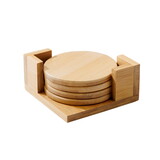 Custom Creative Gifts International Bamboo Wood Coaster Set - 4