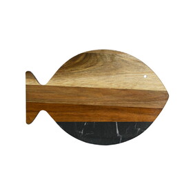 Custom Creative Gifts International Black Marble and Acacia Wood Fish Board