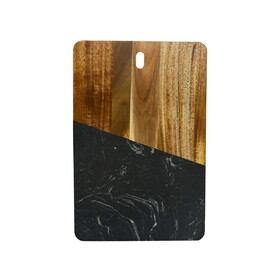 Custom Creative Gifts International Black Marble and Acacia Wood Rectangular Diagonal Board