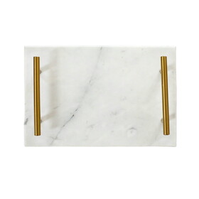 Custom Creative Gifts International White Marble Board with Gold Handles