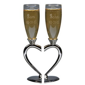 Custom Creative Gifts Split Heart Base Goblets (PR), Silver Plate