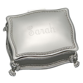 Custom Creative Gifts Figaro Rectangular Jewelry Box, Nickel Plate, 6" L