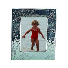 Custom Creative Gifts Birth Record 3.5" x 5" Frame, Silver Plate
