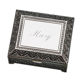 Custom Creative Gifts Square Jewelry Box, Nickel Plate, 3"