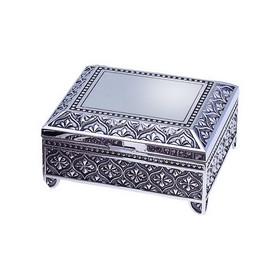 Custom Creative Gifts Square Jewelry Box, Nickel Plate, 4"